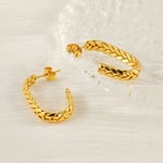 Gold color / 1 Pair Simple Series Simple Strip Titanium Steel  Gold Color Women's Hoop Earrings 